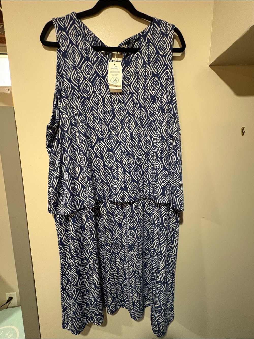 NWT Hatley Navy & White Geometric Sleeveless Midi Dress